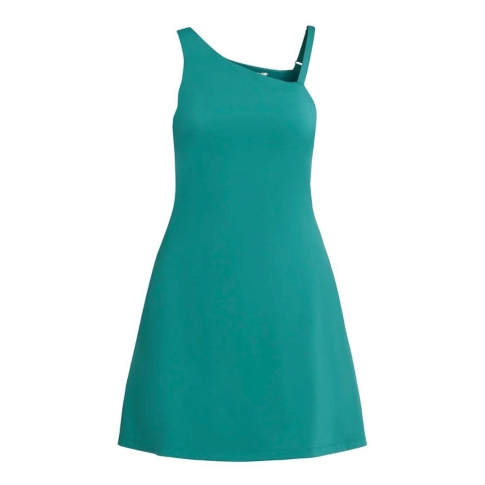 Avia Women XXL Teal Green One Shoulder Exercise Dress with Built-in Shorts